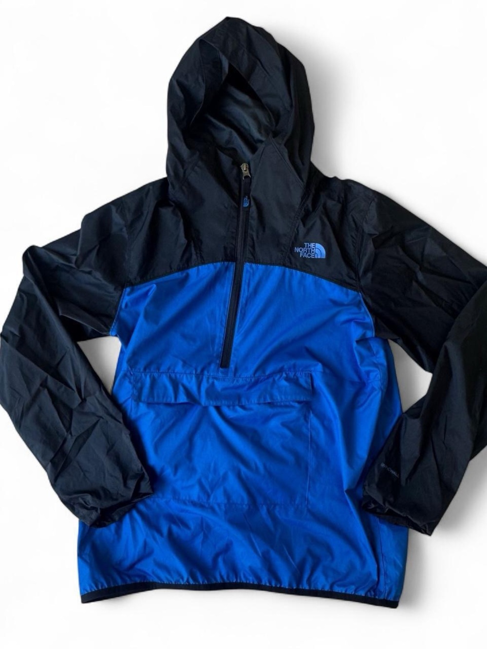 The North Face Blue & Black Hooded Pullover windbreaker